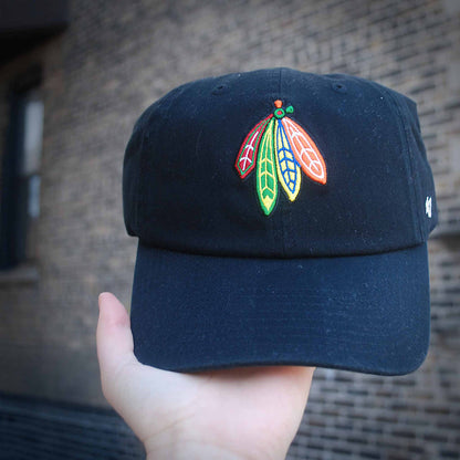 Chicago Blackhawks Black Indian Feathers Clean Up Adjustable Cap