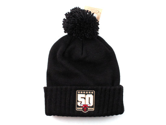 Chicago Bulls Mitchell and Ness Pom Beanies (50th Year Anniversary 1966-2016 Black)