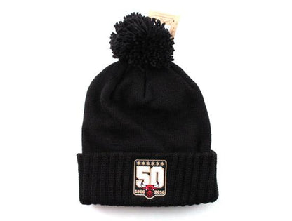 Chicago Bulls Mitchell and Ness Pom Beanies (50th Year Anniversary 1966-2016 Black)