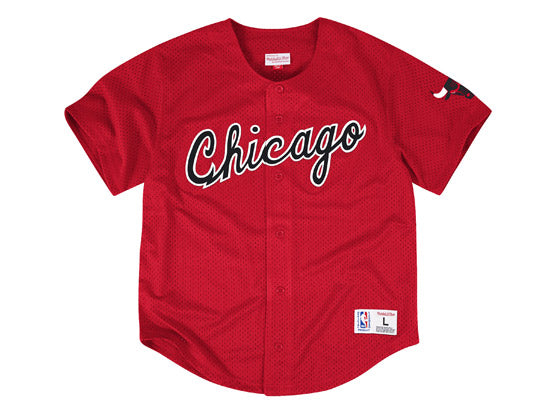 CHICAGO BULLS NBA Mesh Button Jersey (Red)