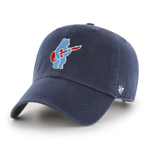 Chicago Cubs 47 Brand Blues Rock Bear Logo Navy Clean Up Adjustable Cap