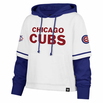Chicago Cubs 47 Brand Women's White Trifecta Cropped Hooded Sweatshirt