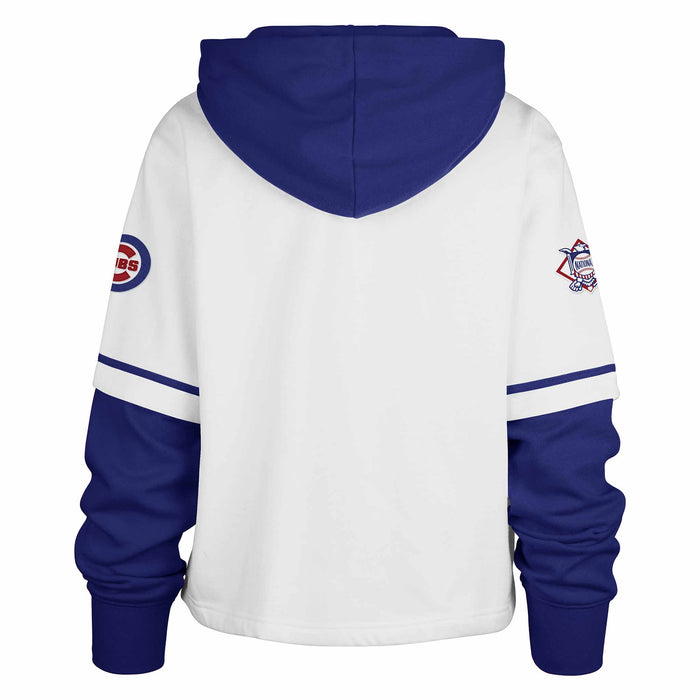 Chicago Cubs 47 Brand Women's White Trifecta Cropped Hooded Sweatshirt