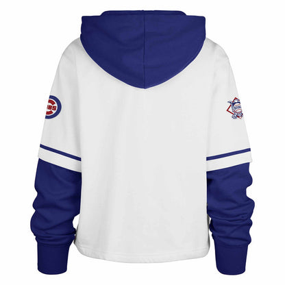 Chicago Cubs 47 Brand Women's White Trifecta Cropped Hooded Sweatshirt