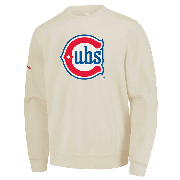 Chicago Cubs Blues Alternate 2 Logo Stitches Sand Crewneck Sweatshirt