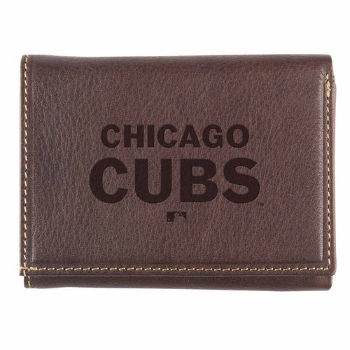 Chicago Cubs Brown Contrast Stitch Tri Fold Wallet