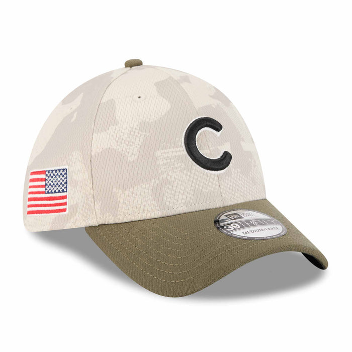 Chicago Cubs New Era 2025 Armed Forces Day 39Thirty Stretch Fit Cap