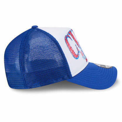 Chicago Cubs New Era Distressed Crest 9FORTY A-Frame Trucker Adjustable Cap