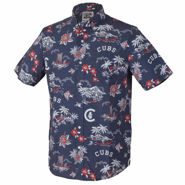 Chicago Cubs Reyn Spooner Navy Cooperstown Hawaiian Shirt