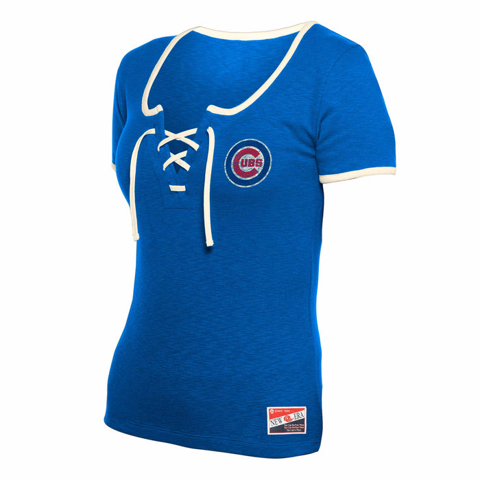 Chicago Cubs Women's New Era String Cropped T-Shirt