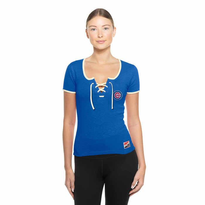 Chicago Cubs Women's New Era String Cropped T-Shirt
