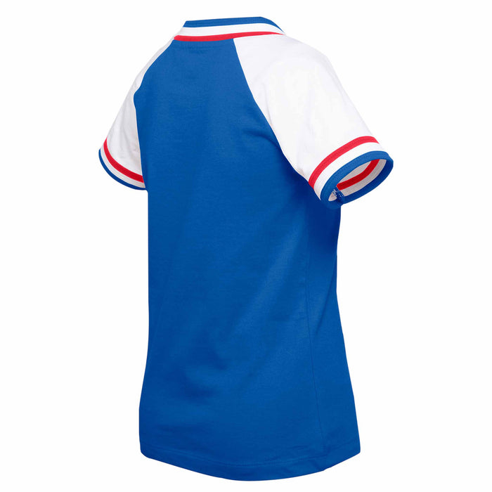 Chicago Cubs Youth Girls New Era Script V Neck T-Shirt
