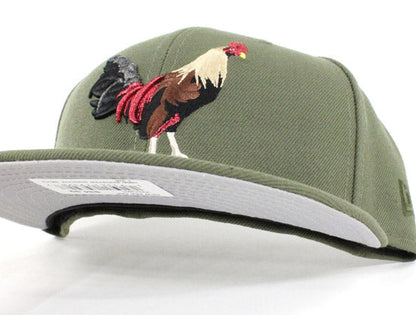 Chicken and Broccoli ROOSTER New Era 59Fifty Fitted Hat (Olive Gray Under Brim)