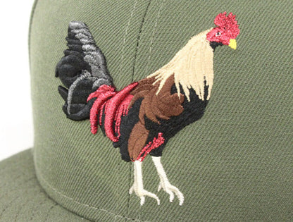 Chicken and Broccoli ROOSTER New Era 59Fifty Fitted Hat (Olive Gray Under Brim)