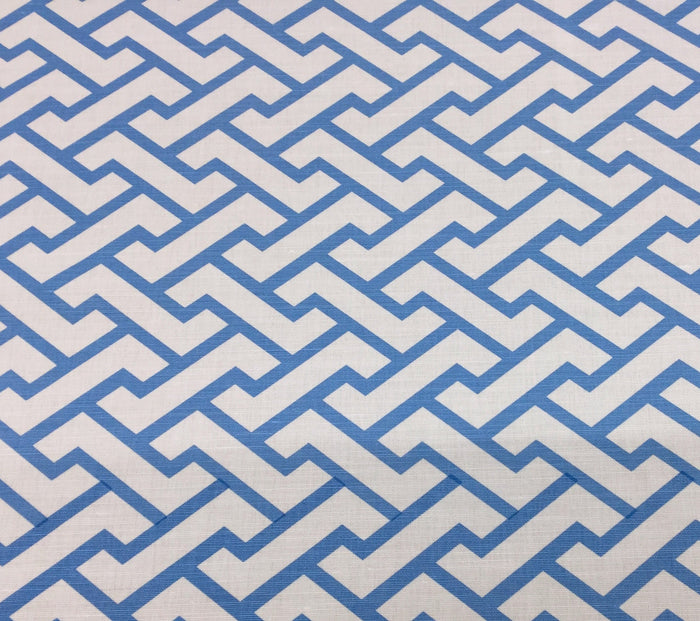China Seas Fabric: Aga - Custom New French Blue on Light-Tint Belgian Linen/Cotton
