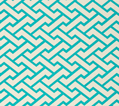 China Seas Fabric: Aga - Custom Turquoise on Tinted 100% Linen