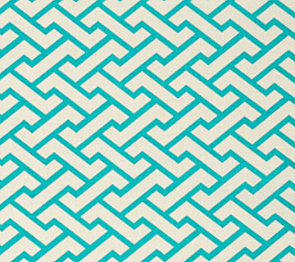 China Seas Fabric: Aga - Custom Turquoise on Tinted 100% Linen
