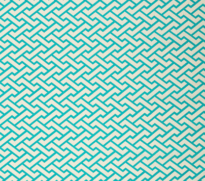 China Seas Fabric: Aga - Custom Turquoise on Tinted 100% Linen