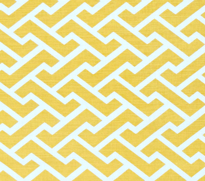 China Seas Fabric: Aga Reverse - Custom Taxicab Yellow on White Belgian Linen / Cotton