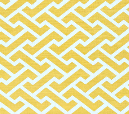China Seas Fabric: Aga Reverse - Custom Taxicab Yellow on White Belgian Linen / Cotton