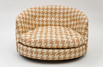 China Seas Fabric: Ames Houndstooth - Custom New Shrimp on Tinted Belgian Linen / Cotton