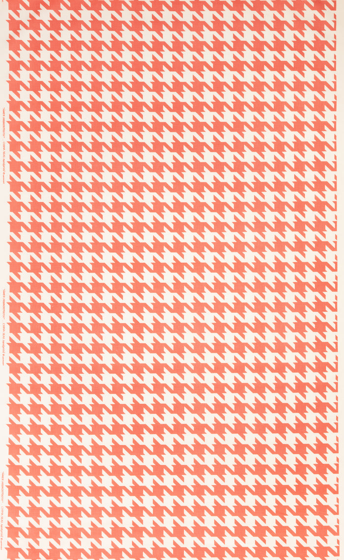 China Seas Fabric: Ames Houndstooth - Custom New Shrimp on Tinted Belgian Linen / Cotton