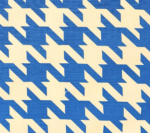 China Seas Fabric: Ames Houndstooth - Custom Royal Blue on Tinted Linen / Cotton