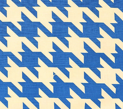 China Seas Fabric: Ames Houndstooth - Custom Royal Blue on Tinted Linen / Cotton