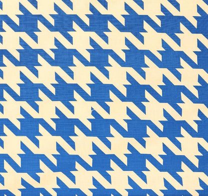 China Seas Fabric: Ames Houndstooth - Custom Royal Blue on Tinted Linen / Cotton