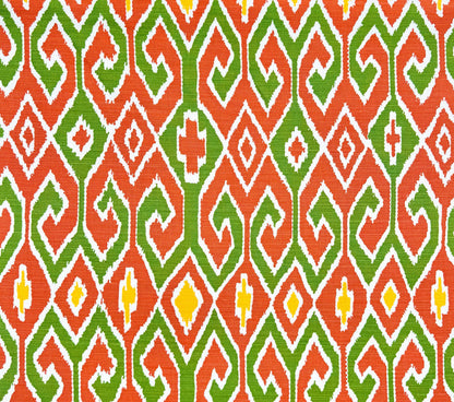 China Seas Fabric: Aquarius - Custom Brique / Leaf / Yellow / Cream on Belgian Linen/Cotton