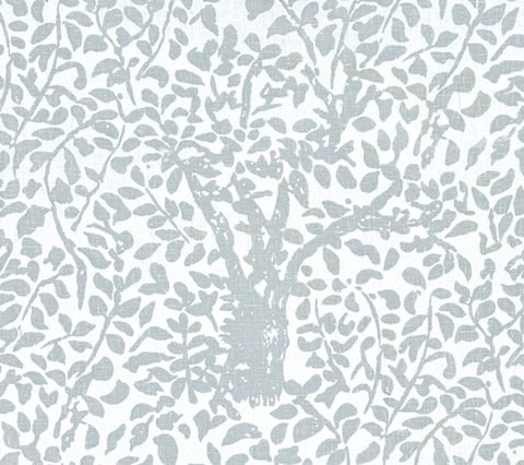 China Seas Fabric: Arbre de Matisse - Custom Cadet Blue on White 100% Linen