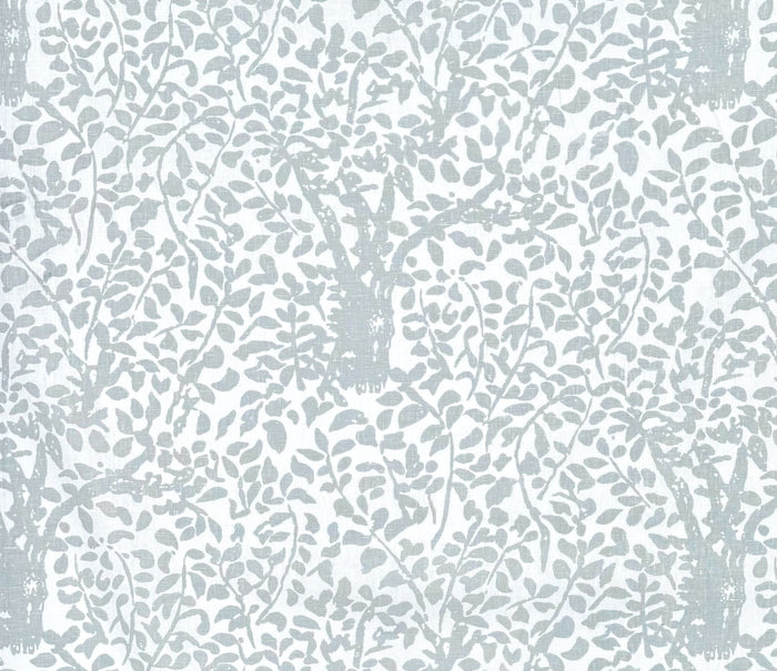 China Seas Fabric: Arbre de Matisse - Custom Cadet Blue on White 100% Linen