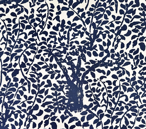 China Seas Fabric: Arbre de Matisse - Custom Navy on White Suncloth (OUTDOOR)
