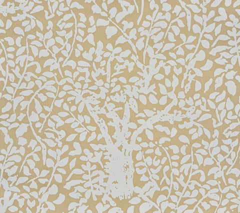 China Seas Fabric: Arbre De Matisse - White on Tinted Custom Linen