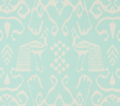 China Seas Fabric: Bali II - Custom Aqua on Light Tint Belgian Linen / Cotton