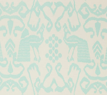 China Seas Fabric: Bali II - Custom Aqua on Light Tint Belgian Linen / Cotton