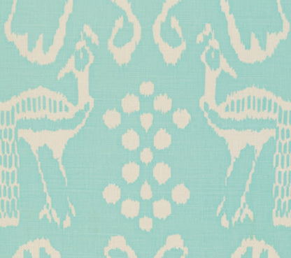 China Seas Fabric: Bali II - Custom Aqua on Tinted Belgian Linen / Cotton