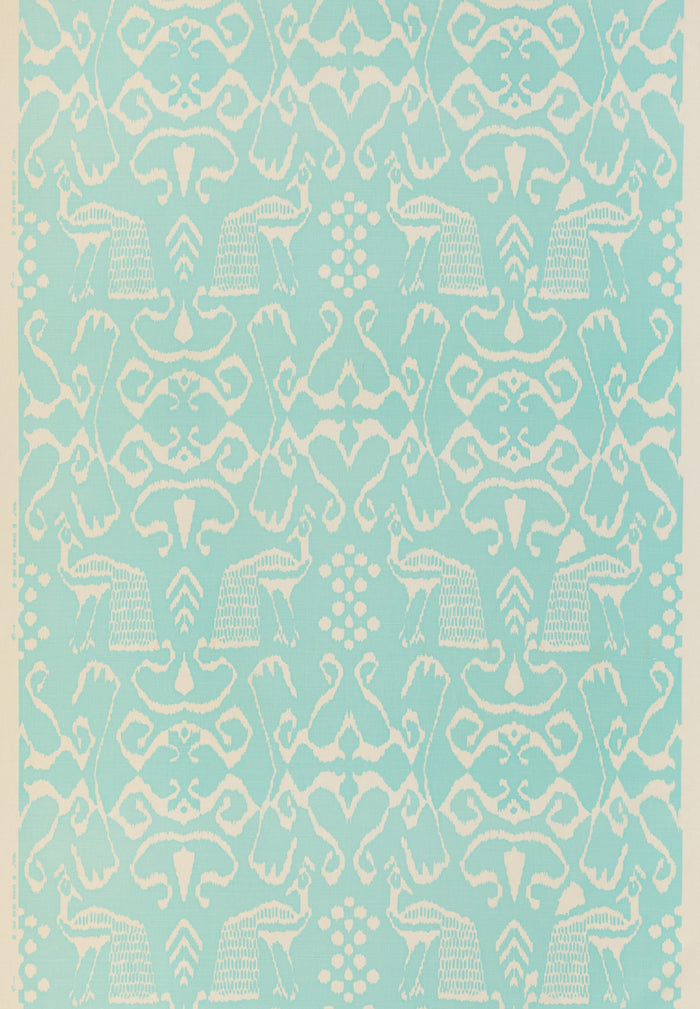 China Seas Fabric: Bali II - Custom Aqua on Tinted Belgian Linen / Cotton
