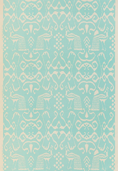 China Seas Fabric: Bali II - Custom Aqua on Tinted Belgian Linen / Cotton