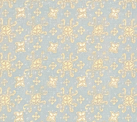 China Seas Fabric: Balinese Floral - New Blue / Cream on White 100% Linen