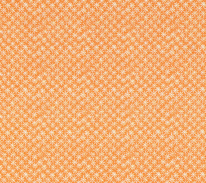 China Seas Fabric: Balinese Star - Custom Orange / Cream on White 100% Linen