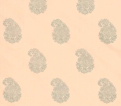 China Seas Fabric: Bangalore Paisley - Custom Silver on Light Pink 100% Silk Shantung