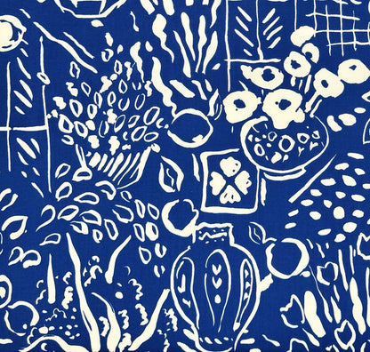 China Seas Fabric: Bonaire II - Custom Royal Blue on White Suncloth (OUTDOOR)