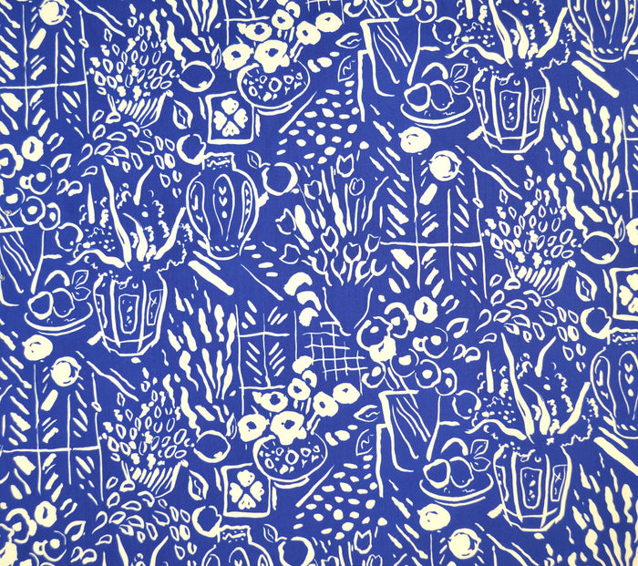 China Seas Fabric: Bonaire II - Custom Royal Blue on White Suncloth (OUTDOOR)