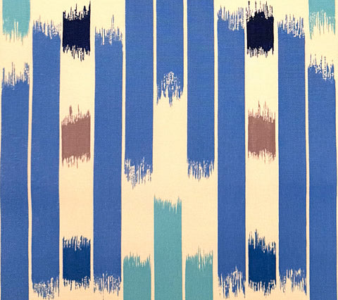 China Seas Fabric: Bordeaux - Multi Blues on White Suncloth (OUTDOOR)