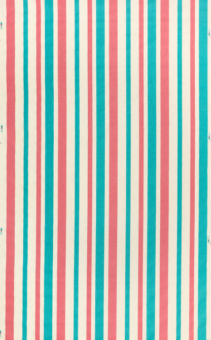 China Seas Fabric: Carnival Stripe - Custom Turquoise / Pink on Tinted 100% Linen