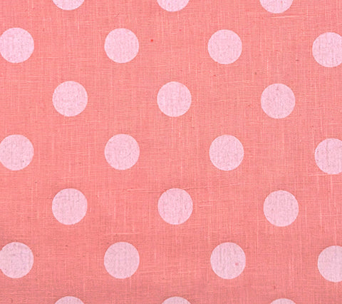 China Seas Fabric: Charade - Custom Color / Ground - White Dots on Pink Belgian Linen / Cotton