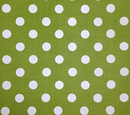 China Seas Fabric Charade Custom Green with Off White Polka Dots on Belgian Linen Cotton