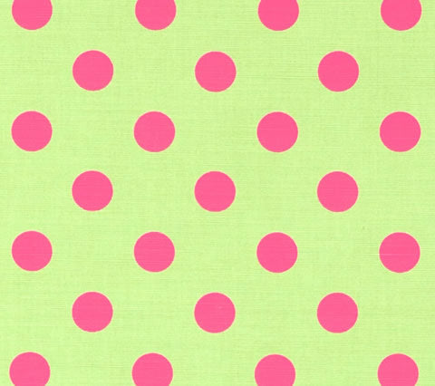 China Seas Fabric: Charade - Custom Lime Green / Pink Dots on Belgian Linen / Cotton