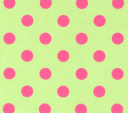 China Seas Fabric: Charade - Custom Lime Green / Pink Dots on Belgian Linen / Cotton